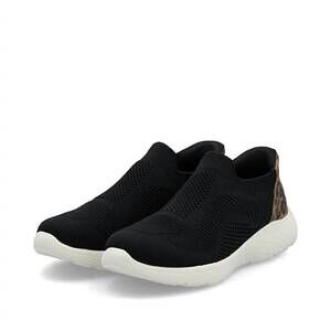 NEW RIEKER women's edith 72 sneakers in black leopard